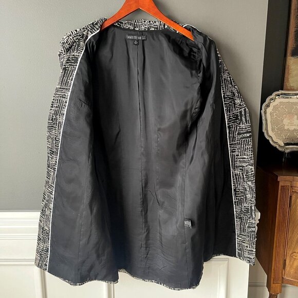 Lafayette 148 3/4 Length Lightweight Woven Abstract Jacket Trench Coat Size 4 - Picture 7 of 8